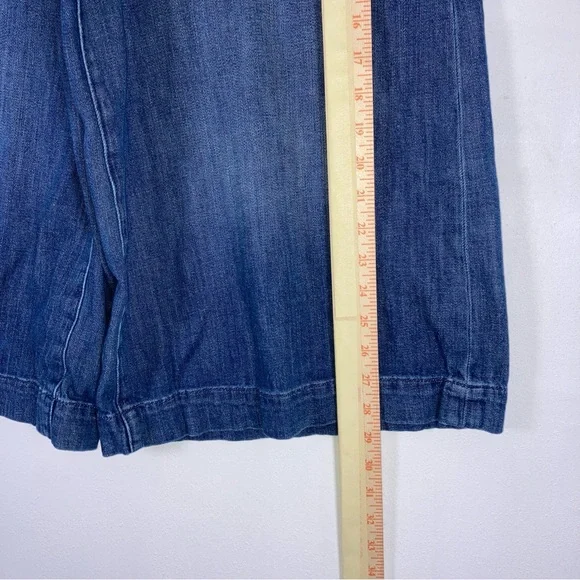 Pilcro Anthropologie Wide Leg Crop Culotte Jeans Sz 27 Denim High Rise Pockets - Picture 9 of 16
